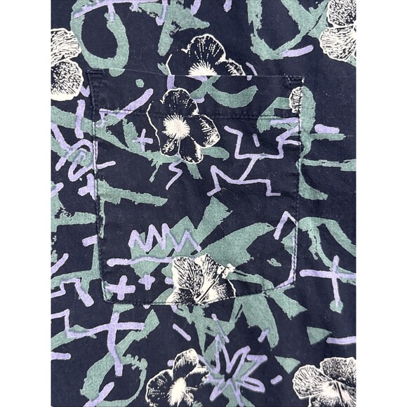 Quicksilver Men’s Hawaiian Boarding Shirt Navy Blue Slim Fit Cotton Size Medium - Picture 3 of 11